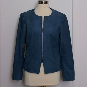 Blue Tommy Bahama Lambskin Leather Jacket